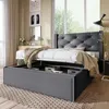 Sweiko Polsterbett 90x200cm grau mit Kopfteil, Lattenrost, Produktbild-Vorschau 3