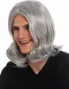 WIG ME UP Perücke Herren lang grau Mittelscheitel gewellt Produktbild-Vorschau 2