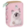 Süße Katze 3 Fach Federtasche gefüllt Federmäppchen Produktbild-Vorschau 5