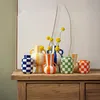 Vase à fleurs rayé multicolore, bleu blanc en Ø 15x24 cm Voir les images du produit 5