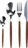 Besteckset 16-teilig Stahl silber Holzoptik für 4 Personen Produktbild-Vorschau 1