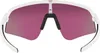 A front view of a pair of white Oakley Sutro Lite Sweep sunglasses with purple lenses. Náhled obrázku produktu