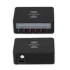 A black multi-port USB charger with a wireless charging pad on top, shown from two different angles. Produktbild-Vorschau