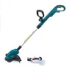 A teal and gray electric string trimmer is shown against a white background. Produktbild-Vorschau