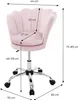 A pink velvet office chair with dimensions indicated by measurement lines and text. Náhled obrázku produktu
