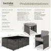 Product information and dimensions for a rattan seating set. Náhled obrázku produktu