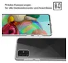 A clear protective phone case is shown from the front and back, highlighting its design and features. Anteprima dell’immagine prodotto