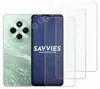A smartphone and screen protectors are displayed against a white background. Produktbild-Vorschau