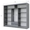 Krudox PRT 250 cm Graphit Schwebetürenschrank Mit Spiegel Produktbild-Vorschau 4
