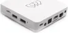 A close-up, angled view of the ports and top of a white Homatics Box R Lite 4K Android TV device. Produktbild-Vorschau