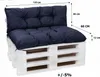 A dark blue cushion set for a pallet sofa, shown on a white pallet base. Produktbild-Vorschau