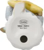 The underside of a ceramic figurine with branding and text. Produktbild-Vorschau