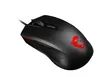 A black MSI gaming mouse with a red dragon logo, shown from a diagonal angle on a white background. Produktbild-Vorschau