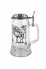 Glas-Bierkrug mit Hirsch-Motiv und Zinndeckel 0,4 l – Produktbild-Vorschau 1