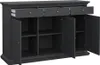A dark gray sideboard with three doors and three drawers, shown from the front with the doors and one drawer open. Produktbild-Vorschau