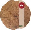 A round placemat with a wood grain pattern, featuring a red circle with '6x' text. Produktbild-Vorschau