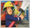 Fireman Sam holding a hose with water spraying from it, in front of a building. Anteprima dell’immagine prodotto