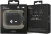 The image shows the packaging for a BMW M AirPods Pro case. The front of the box displays the case through a clear plastic window, and the side of the box shows product features and company information. Voir les images du produit