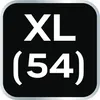 A black square with rounded corners containing white text indicating size. Voir les images du produit