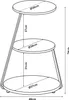A diagram of a three-tiered side table with dimensions indicated. Produktbild-Vorschau