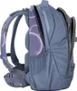 A side view of a purple and gray backpack with a bubble pattern. Produktbild-Vorschau