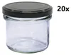 A clear glass jar with a black lid, shown from the front. Náhled obrázku produktu
