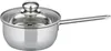 A stainless steel saucepan with a glass lid and a single handle, isolated on a white background. Náhled obrázku produktu