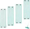 Four microfiber mop pads are arranged in a row against a white background, with a partial view of a mop handle and head in the lower right corner. Produktbild-Vorschau