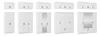 A collection of white wardrobes and cabinets displayed against a white background. Produktbild-Vorschau