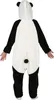 Rückansicht des Panda-Kinderkostüms mit Kapuze, schwarzem Rückenbereich und kleinem angenähtem Schwanz. Anteprima dell’immagine prodotto