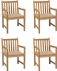 Möbel Gartenstühle 4 Stk. mit Beigen Kissen Massivholz Teak Produktbild-Vorschau 1