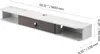 A floating TV cabinet with dimensions indicated. Voir les images du produit