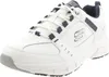 A white Skechers sneaker with navy blue accents. Anteprima dell’immagine prodotto
