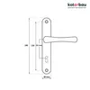 A technical drawing of a door handle with dimensions indicated. Podgląd zdjęcia produktu