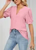 ASKSA T-shirt femme manches bouffantes creusé chemisier col Voir les images du produit 4