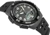 A close-up, angled shot of a black Casio analog-digital sports watch against a white background. Produktbild-Vorschau
