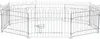 A silver metal pet playpen is shown from a slightly elevated, front-facing angle. Produktbild-Vorschau