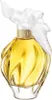 A perfume bottle with a yellow liquid and a white floral design on top. Voir les images du produit