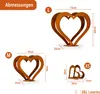 A size chart showing three different sizes of metal heart decorations with dimensions labeled. Produktbild-Vorschau