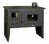 A black wood-burning stove with an oven and stovetop, shown from the front. Náhľad obrázku produktu