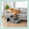 Relaxdays Schody pro psy, 3 stupně, boudička a úložný Náhled obrázku produktu 3