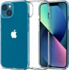 A clear phone case is shown on a blue iPhone 13. Podgląd zdjęcia produktu