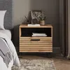 A bedside table next to a bed in a bedroom setting. Anteprima dell’immagine prodotto