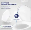 A close-up marketing image of a toilet seat, highlighting its features. Produktbild-Vorschau