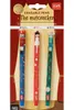 A set of three 'The Nutcracker' themed erasable gel pens in a retail package, displayed against a theatrical curtain background. Produktbild-Vorschau