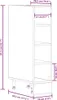 A line drawing of a white cabinet with dimensions indicated by purple lines and text. Produktbild-Vorschau