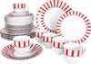 Split rouge 30pcs service combiné vaisselle rayée rayures Voir les images du produit 1