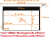A diagram showing the dimensions of a projector screen. Produktbild-Vorschau