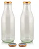 Milch Glasflaschen transparent im Set mit 2 Flaschen und Ersatzdeckeln kupfer Produktbild-Vorschau