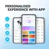 A marketing image showcasing a mobile app interface for personalized audio experiences with Anker P20i wireless earbuds. Produktbild-Vorschau